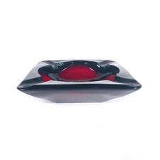Anchor Hocking Ashtray Square MCM Vintage Heavy Cranberry Glass Ruby Red picture