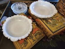 Vintage Anchor Hocking Milk Glass - 2 Berry, Candy or Trinket Bowls, 6 Inches picture