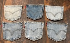 Vintage Levi’s Red Tab Pockets - For Sewing Or Crafts, Sold In Lots Of Six picture