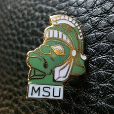 Vintage MSU Michigan State Spartan Sparty Mascot Collectible Pin Split Pin Back picture