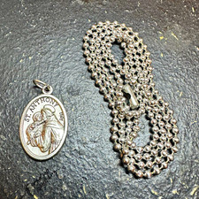 Catholic St. Anthony Oval Medal Pendant with Ball Chain Necklace - Christianity picture