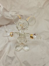 Handcrafted Clear Glass Mickey Mouse Type Figurine W/ Gold Accents picture