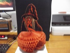 Rare Tare Damage Vintage Beistle Halloween Witch w/Folding Pumpkin Pat. #1593647 picture