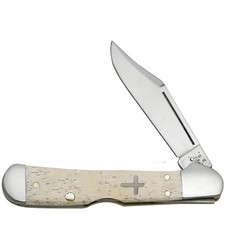 CASE XX KNIVES SMOOTH NATURAL BONE MINI COPPERLOCK W/CROSS SHIELD 3 5/8