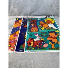 Disney Winnie the Pooh Halloween Static Cling Window Decorations 3 Sheets Vtg picture
