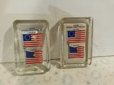 Bicentennial 1776 1976 USA paperweight vintage lot 2 200th birthday glass picture