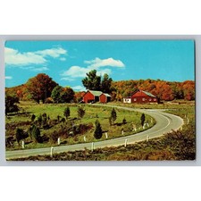 Pocono Mountains PA Vintage Postcard Autumn Farm Barns Winding Road 1969 picture