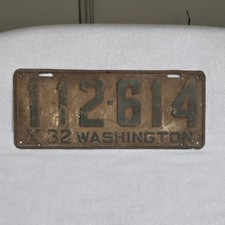 Vintage 1932 Washington State License Plate Passenger Car X 32 picture