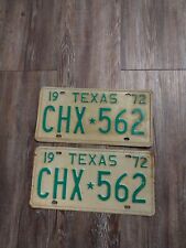 TEXAS 1972  LICENSE PLATE  Nice  PAIR # (CHX 562 ) picture