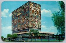 Mexico City Mexico City University Library Walls Chrome Cancel WOB Postcard picture