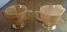 Fire King PEACH LUSTER LAUREL LEAF CREAMER & SUGAR BOWL picture