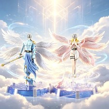 Digimon Angewomon 26cm Angel Figure Pink Wings PVC Anime Collectible Statue picture