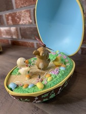 Vintage Enesco Rotating Musical Easter Egg Working Here Comes Peter Cottontail picture