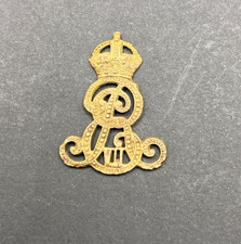 WW1 Edward VII ERI Royal Cypher Brass Cap Collar Badge JR Gaunt London picture
