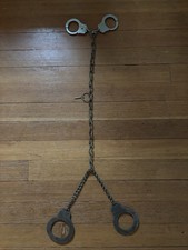 Antique Handcuffs Harvard Lock Company NY Handcuffs & Leg Irons W/ Key picture