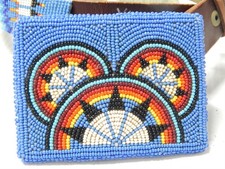 VINTAGE MONTANA NO. CHEYENNE PLAINS INDIAN PICTORIAL BEADED BELT + BUCKLE -MINT picture