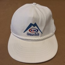 Vintage A&W Cream Soda White Rope Snapback Hat Cap Adjustable Made USA Promo picture