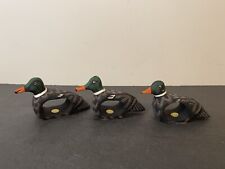 (3) Vintage Hand Carved Wood Mallard Duck Napkin Ring Holder Hand-painted picture