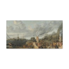 Cornelis de Man - Traankokerijen bij het dorp Smerenburg - Canvas Wall Art picture