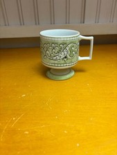 Vintage Florencia 744 Heritage Japan Pedestal Stacking Mug Green Gold 70 Faded picture