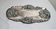antique Rogers quadruple silverplate centerpiece floral candy dish tray plate  picture