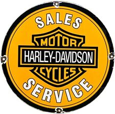 VINTAGE HARLEY DAVIDSON MOTORCYCLES PORCELAIN DEALERSHIP SIGN GAS OIL QUALITY picture