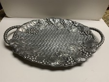 Large Vtg Lenox Handled Grape Leaves Weave Handled Serving Display Tray picture