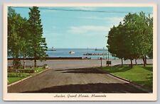 Grand Marais Minnesota, Grand Marais Harbor Boat Lighthouse, Vintage Postcard picture