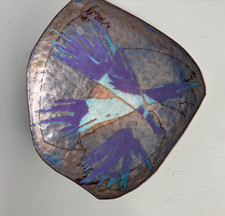 Vtg Mirrle Squires Hand- Enamel  Copper Dish 6