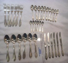 Vintage Russian Silver Plated Melchior Cutlery Soviet flatware Set Made in USSR picture