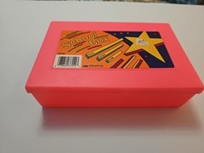 VINTAGE 1990s EMPIRE PLASTIC NEON HOT PINK SCHOOL BOX PENCIL / SUPPLIES BOX MINT picture