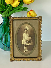 Antique Photo of Little Girl Ornate Metal Easel Back 8x6 Frame Mary Bekkett picture