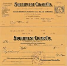 1922 Dallas Texas SOUTHWEST CIGAR TOBACCO Billhead & BANK CHECK draft C. NEPTUNE picture