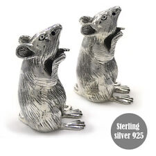 SALT & PEPPER SHAKERS MICE Vintage Collectible gift  Solid Sterling Silver 925  picture