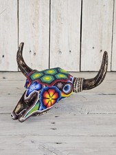 Wixárika Huichol - Resin Bull Skull – Handmade with Glass Beads on Beeswax picture
