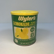 Vintage 1970s Borden Wyler's Lemonade Flavor Drink Mix Tin Can 24 Oz Canister picture