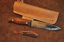 Original M.G. Bushcraft/Camp Knife. Desert Ironwood burl handle. Leather Sheath picture