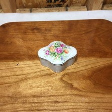 VTG Porcelain Trinket Box Scalloped Four-Lobed Shape Japan picture