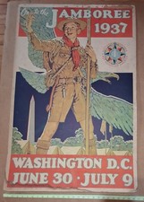 BOY SCOUTS 1937 Jamboree Washington DC Vintage 2 Sided Poster 26 1/2x41