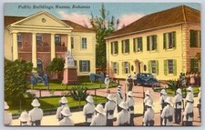 Vintage Bahamas Postcard NASSAU Public Buildings Governor 1952 picture