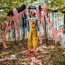 5 Ft Animated Twitching Clown Halloween Decoration, Light-Up Sound Prop picture