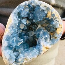 9.05lb Natural blue celestite geode quartz crystal mineral specimen healing picture