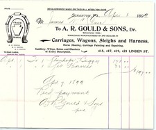 1899 A. R. Gould & Sons Scranton PA Carriage & Harness Billh picture