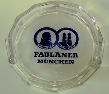 🍺 Vintage Paulaner Munchen Glass Ashtray Monk Logo Munich German Beer 7