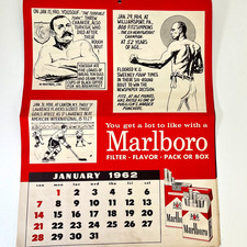 Vintage 1962 Calendar Marlboro Clem Boddington Sports Legends Phillip Morris picture