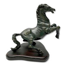 Metal Horse 3D Statue Figurine on Wood Base picture