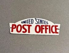 VINTAGE 12” UNITED STATES POST OFFICE PORCELAIN SIGN CAR GAS OIL MOTORCYCLE picture
