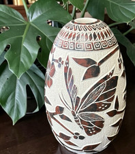 Mata Ortiz Pottery Lupita Quezada Carved Butterfly Butterflies Seed Pot Mexico picture