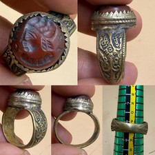Antique Afghan Carnelian Intaglio Ring, Engraved Tribal  Roman picture