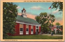 HYANNIS, Cape Cod Massachusetts Postcard U.S. Post Office Street View Linen 1948 picture